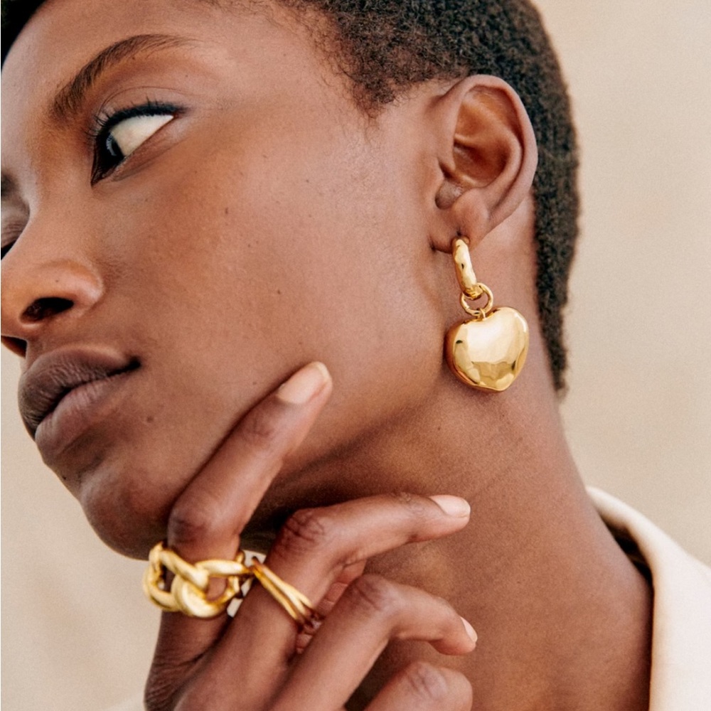 Gold Sezane Heart Earrings